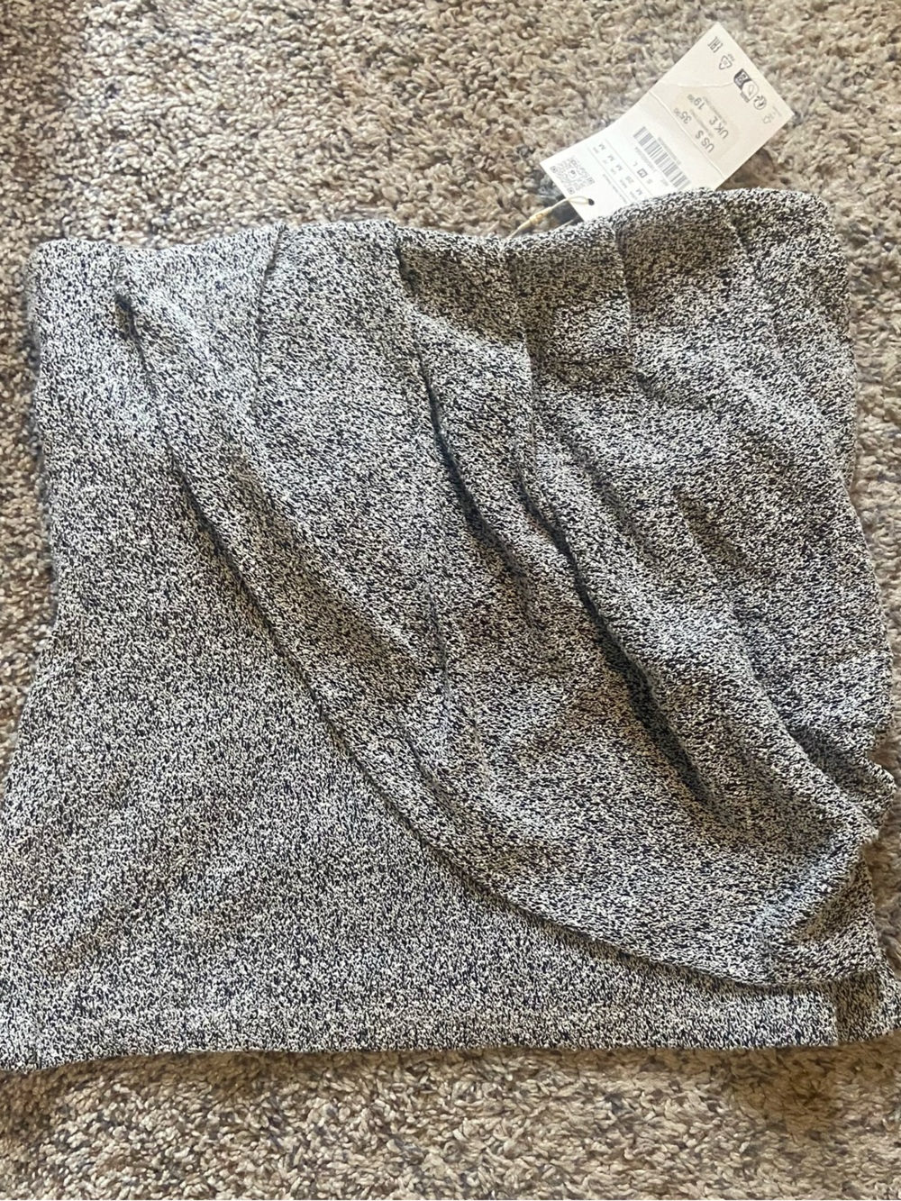 Zara Gray Tweed-Effect strapless top size medium